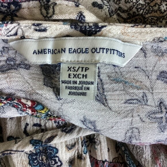 American Eagle Outfitters Lace-Up V-Neck Romper XS BOHO Cottagecore Hippie 149B - Picture 6 of 8